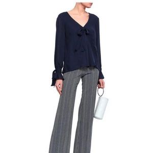 Bow-detailed silk-chiffon blouse Navy